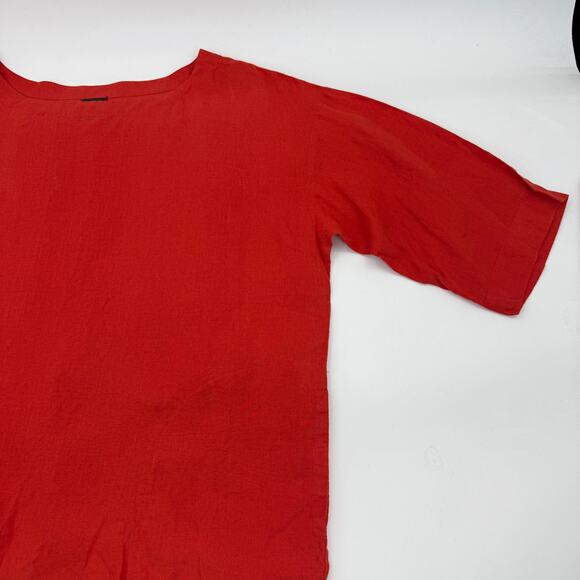 EILEEN FISHER Linen Boxy Lagenlook Shirt Size S Oversized Pockets Beachy Cool - Picture 3 of 8